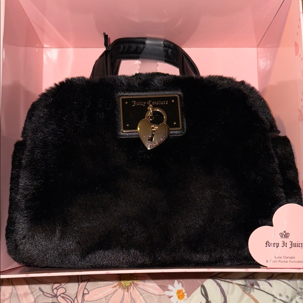 Juicy Couture Black Mini Bag with Heart Charm - Picture 3 of 3